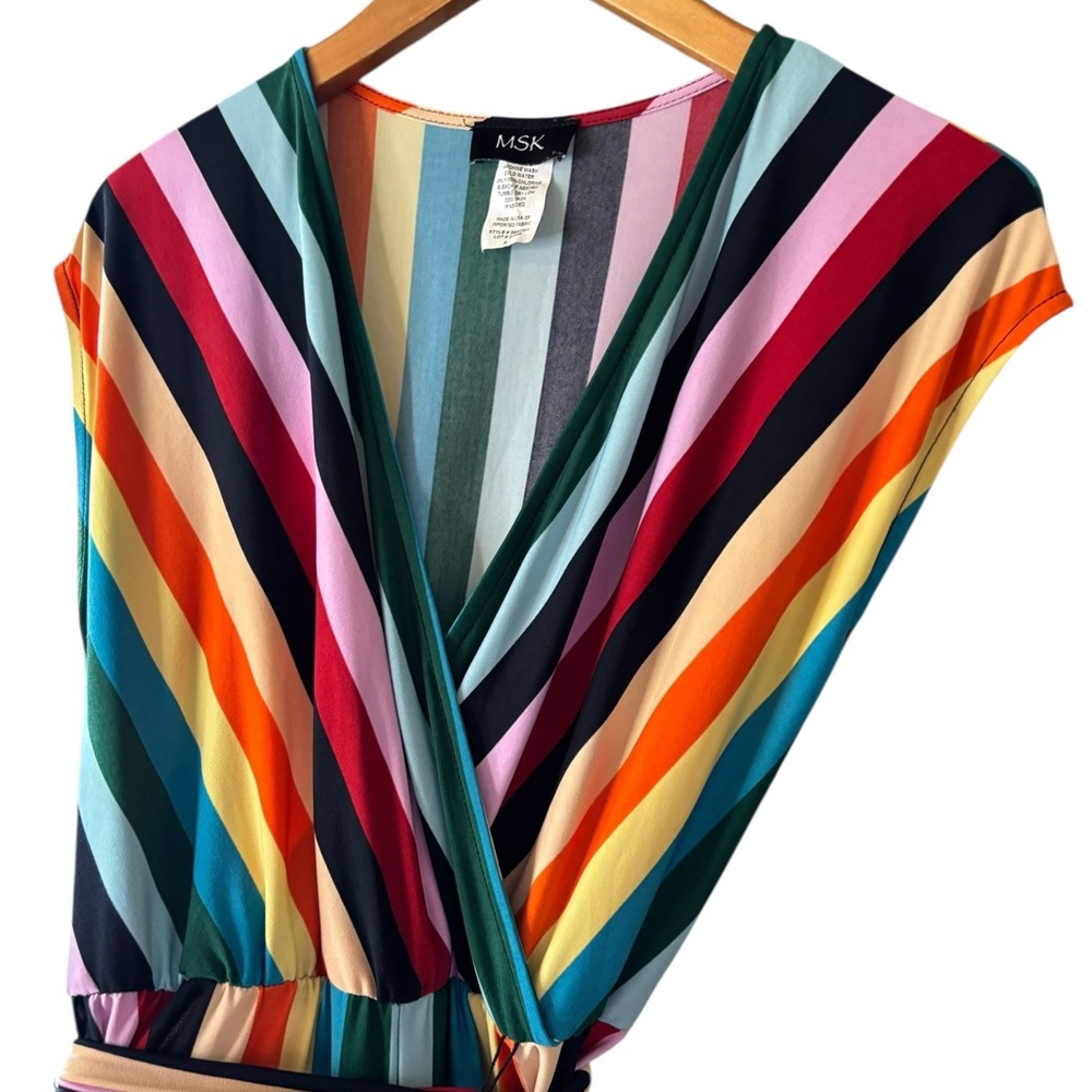 MSK Multicolor Vertical Stripe Tie-Waist Sleeveless Jumpsuit - Picture 5 of 8